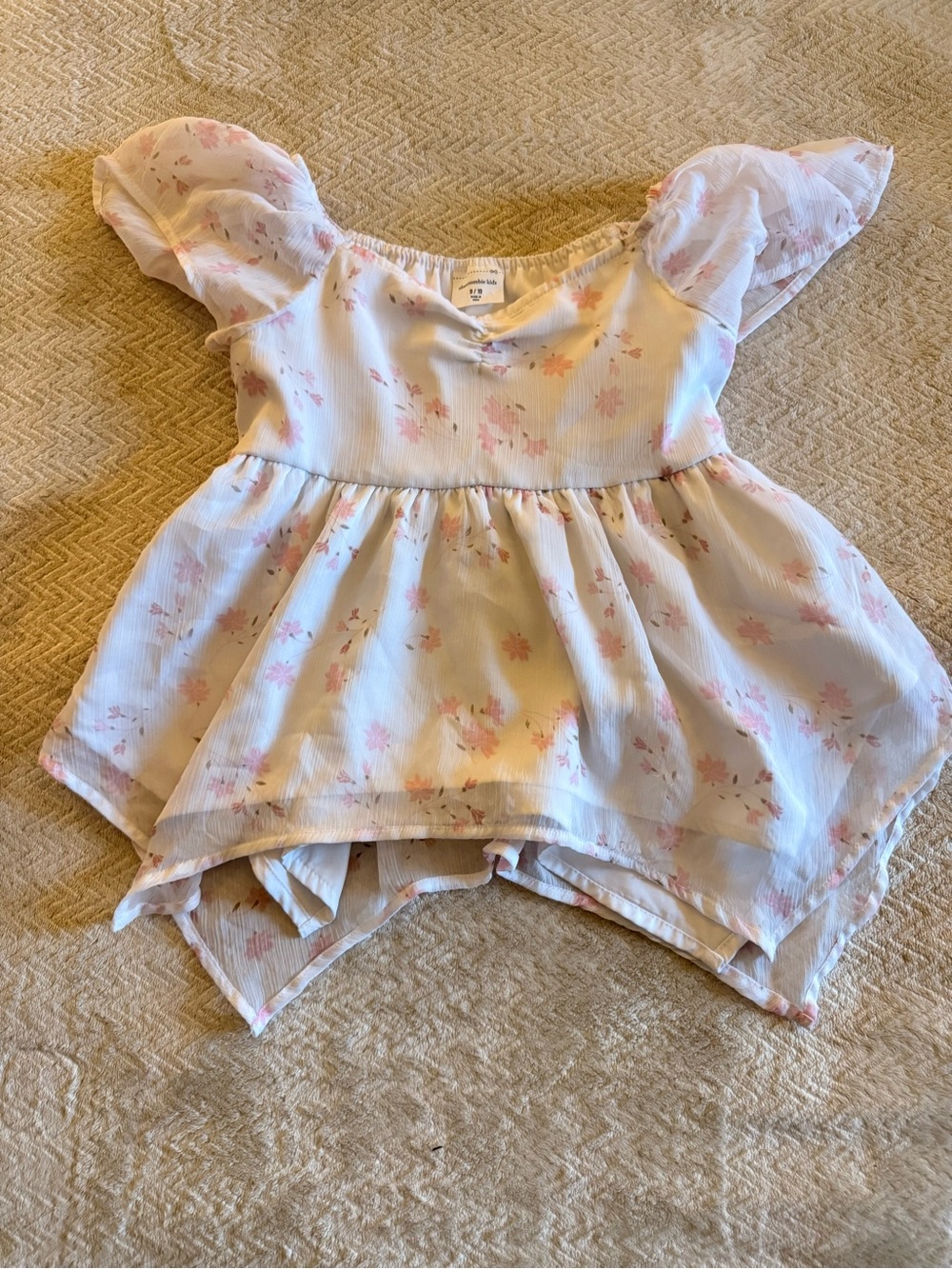 Abercrombie Kids Crinkle Chiffon Babydoll Top Floral Dress Girls 9/10